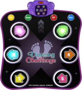 Flooyes Dance Mat Toys for 3-12 Year Old Kids, Electronic Dance Pad with Light-up 6-Button Wireless Bluetooth